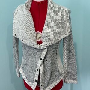 Anthropologie Saturday Sunday Womens Cardigan Sweater Jacket Gray Pockets Medium